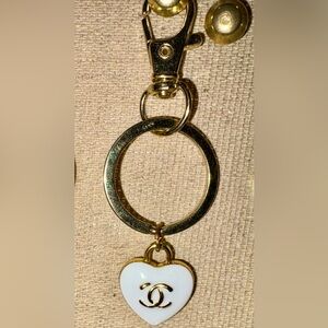 UP CYCLED CC Gold and White Heart Keychain